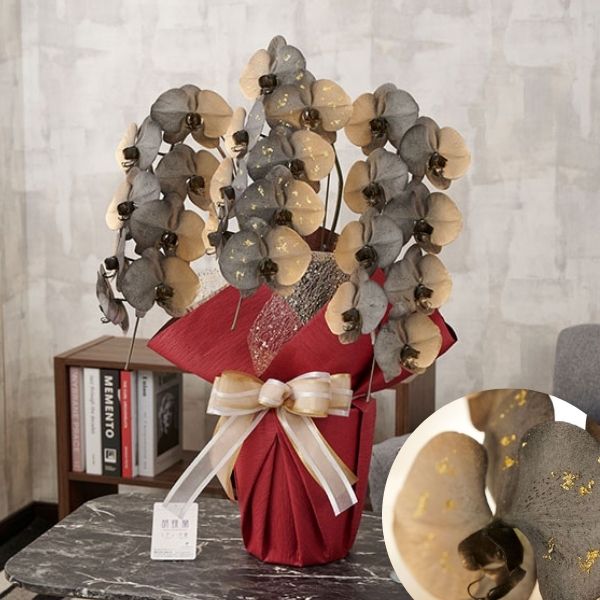 おしゃれな花の贈り物　カラー胡蝶蘭　3本立24輪　グラデーション（エンペラー）※金箔入り