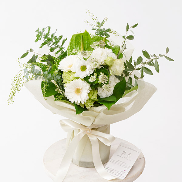 そのまま飾れる花束（スタンディングブーケ）　白グリーン系　Sサイズ