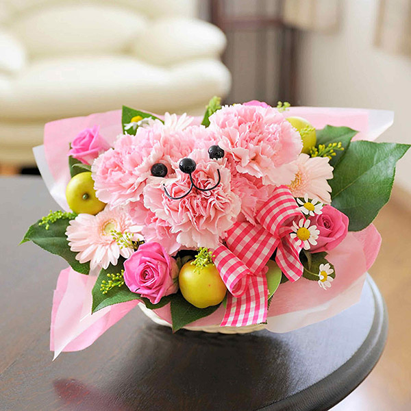 生花アニマルアレンジメントフラワー ピンク｜花ギフト（贈り物）の通販サイト - hana